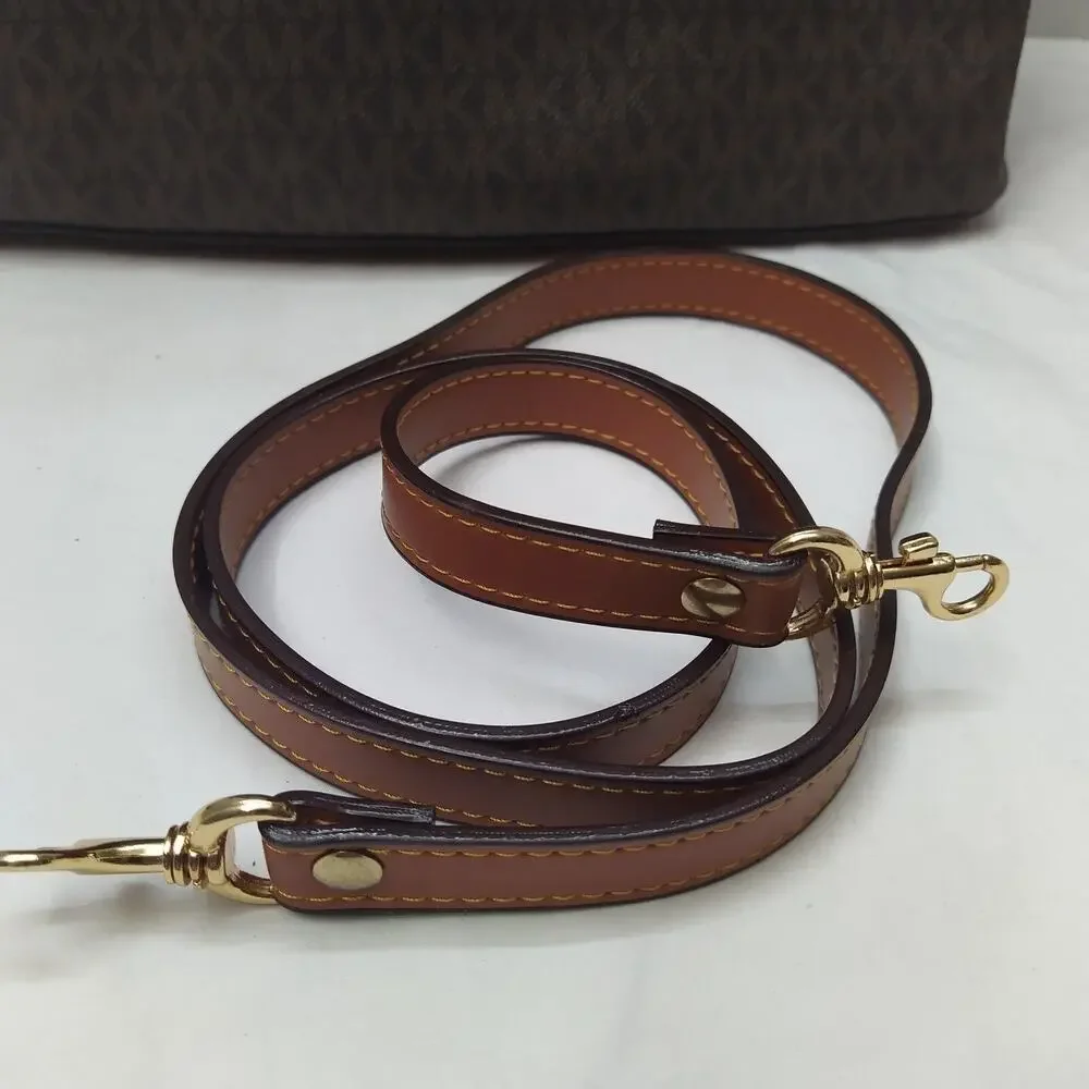 Michael Kors Arielle Brown Leather Double Handles Satchel Bag - Picture 7 of 16